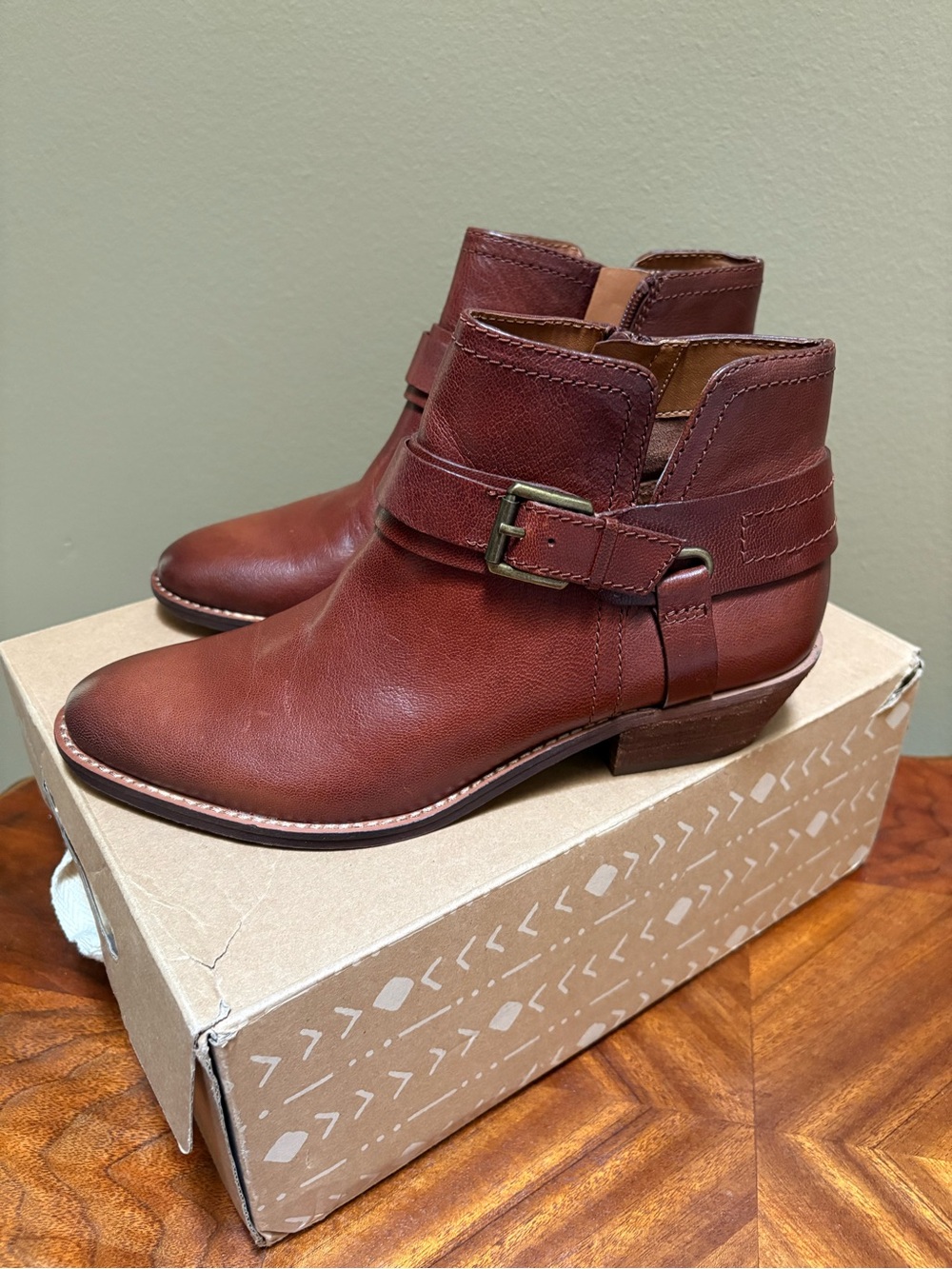 New Leather Ankle Boots with Buckle